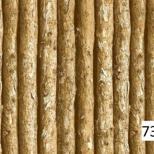 Giấy dán tường 3D giả cây gỗ tự nhiên nâu vàng