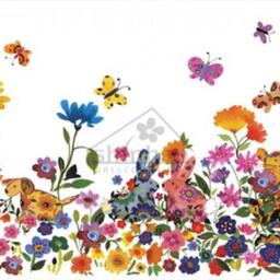 Giấy dán tường trẻ em bo chân tường hoa và bướm A513-1